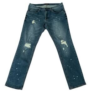 EMPYRE Men 5 Pocket Intentionally Distressed Recoil Blue Jeans Size 36